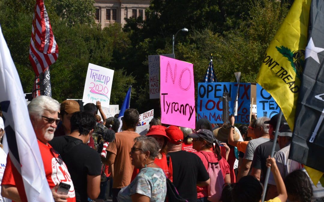 Texans Show up to Governor’s Mansion to Protest Abbott’s Shutdowns