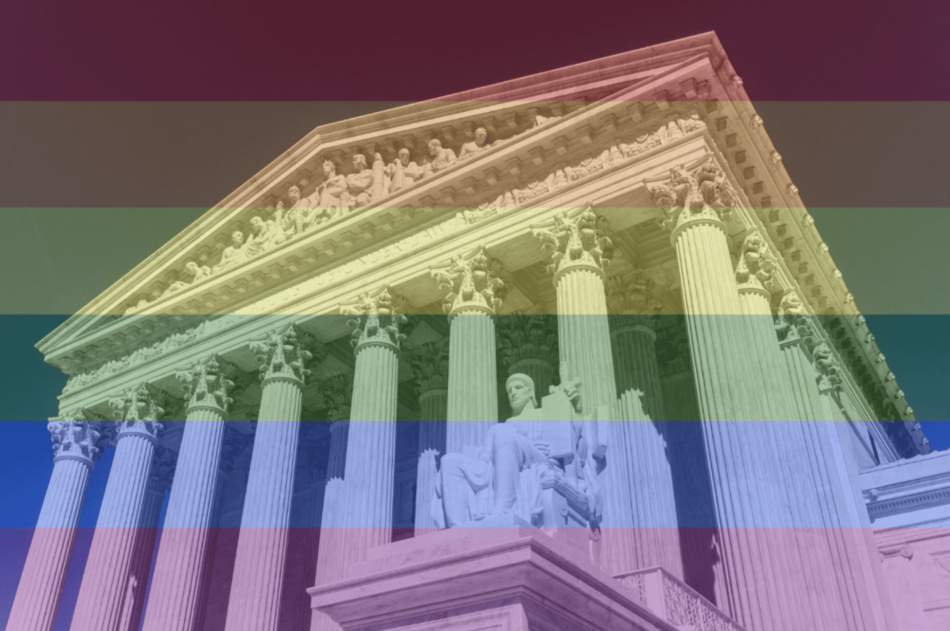 United States Supreme Court with LGBT flag