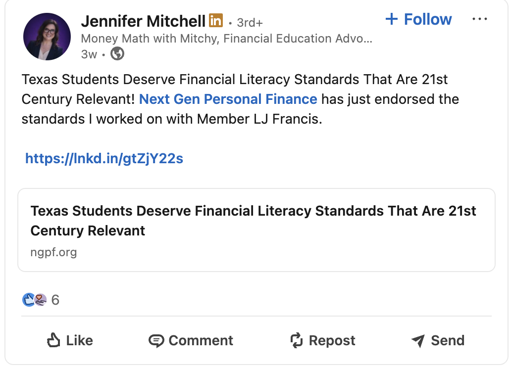 Jennifer Mitchell NGPF Post