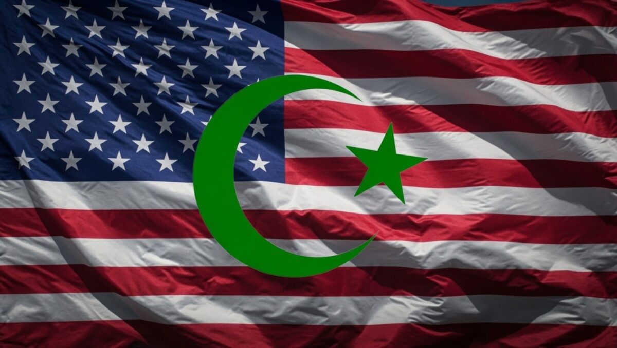U.S. Flag with Sharia Symbol