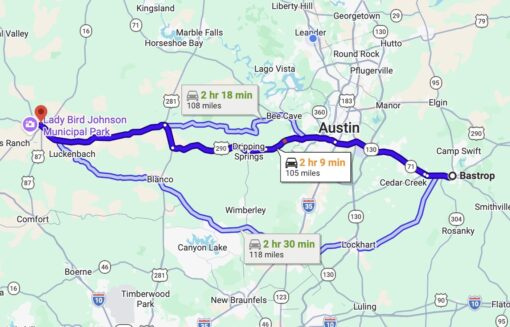 map showing distance