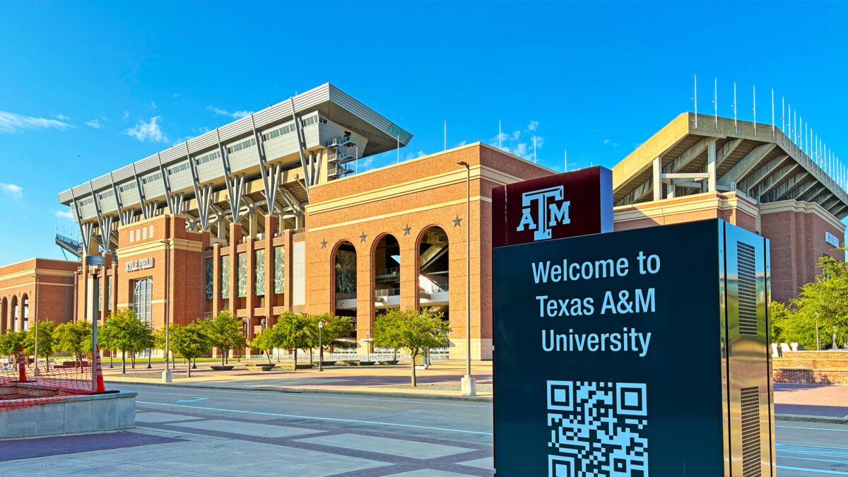 Kyle field welcome sign